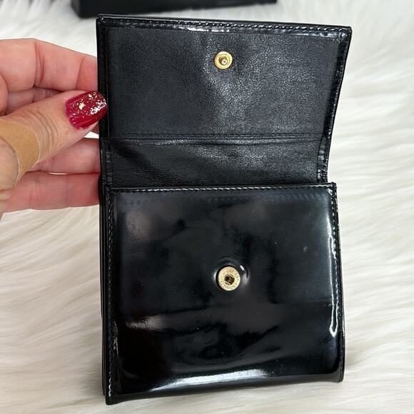 Authentic CHANEL Vintage Enamel CC Logo Bifold Wallet Purse Black Box 8180K - Picture 6 of 12